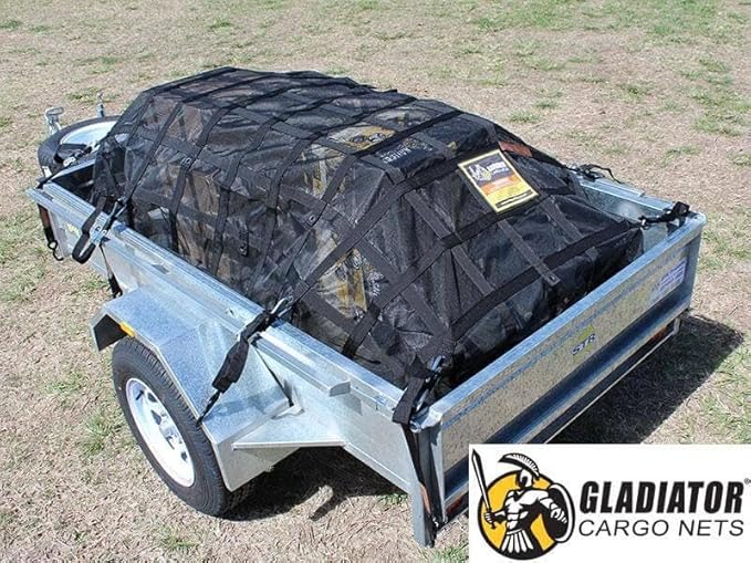 Gladiator Cargo Nets - Heavy Duty Cargo Net - Utility Beds and Trailers - Roof Racks - Accesories- SUV- (GUN-100) 4' x 8'