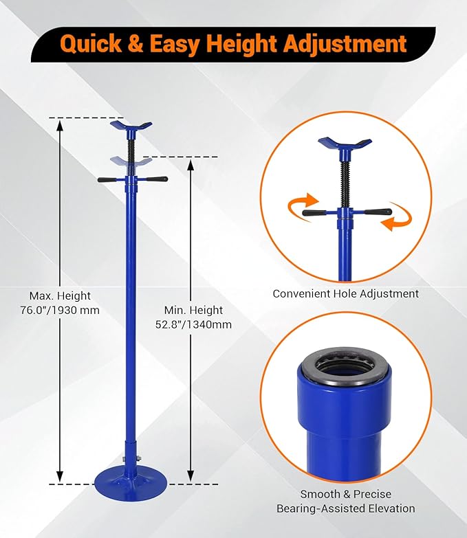 2PACK Underhoist Support Stand, 3/4 Ton Jack Stand, Under Hoist Stand for Vehicle Lifting & Support, 1655Lbs Capacity, Lifting from 38.4 to 75.4Inch,