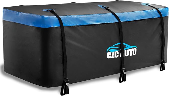 CZC AUTO Hitch Cargo Carrier Bag, 20 cu. ft Waterproof/Rainproof/Weatherproof Cargo Traveling Bag for Car Truck SUV Vans' Hitch Trays and Hitch Baskets, Safe Steady Durable Soft (Blue)