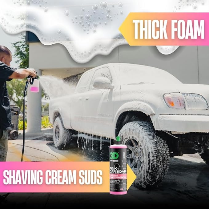 3D Pink Car Soap – 16 oz |pH Neutral Car Wash Soap with High Suds & Cherry Scent | Scratch-Free, High Gloss Shine | Safe on Wax & Sealants | Weekly Car Care