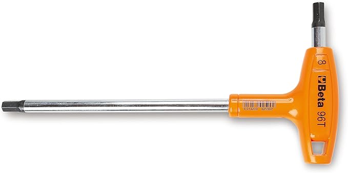 Beta 96T 2mm Metric T-Handle Hex Key Wrench | High Torque Ergonomic Allen Wrench with Dual Hex Tips | Drop Prevention Hole | Industrial Strength | Made in Italy