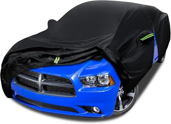 Car Cover Custom Fit for Dodge Charger 2006-2026, Waterproof All Weather Full Exterior Cover Rain Sun Hail Protector Car Cover with Door Zipper