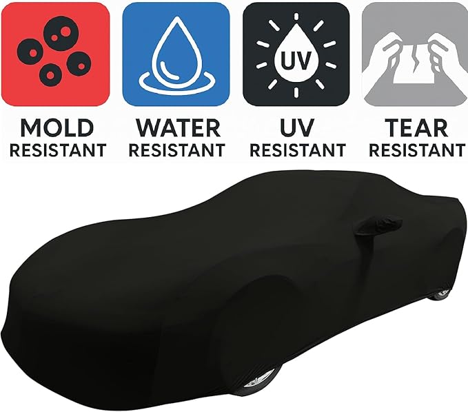C6 Corvette Indoor Car Cover - Custom Fit Ultraguard Stretch Satin - Dust Proof Full Cover - The Ultimate High End Fit for 2005-2013 Base, Grand Sport, ZR1, Z06 Corvettes (Black)