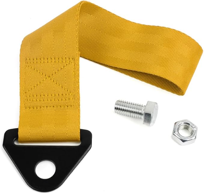 RASTP Racing Tow Strap, Car Modification Sports Trailer Belt Fit for Front or Rear Front Bumper Decorative (Gold)