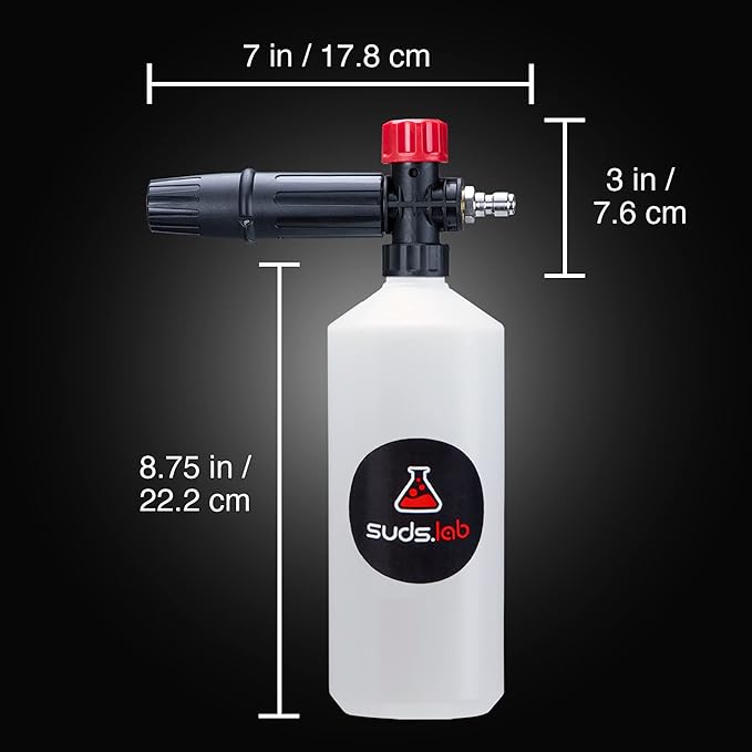 Suds Lab F2 Super Wash Foam Cannon, Adjustable Foam Nozzle, Quick Connect to any Pressure Washer, Clean Dirt and Dust, Home Car Washing