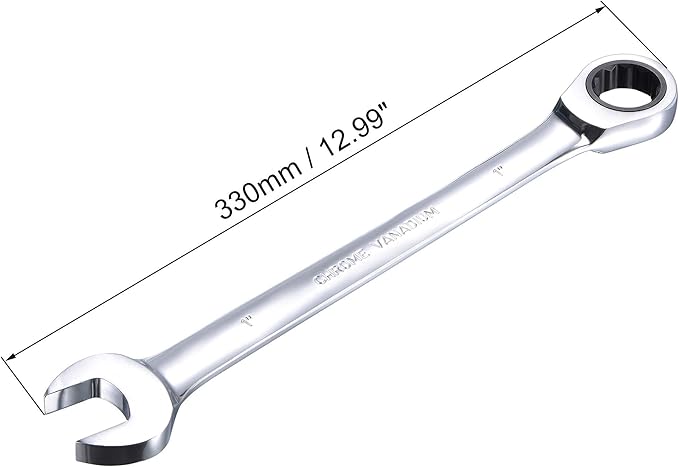 uxcell 1 Inch Ratcheting Combination Wrench SAE 72 Teeth 12 Point Ratchet Box Ended Spanner Tools, Cr-V