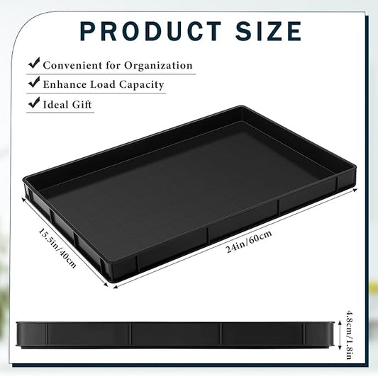 Baderke 2 Pcs 24 x 15.5 Inches Oil Drain Pan for Changing Leak Proof Mini Fridge Drip Tray Plastic Oil Change Pan for Mini Fridges Air Conditioners Machinery Under Car (Black,1.89 Inch)