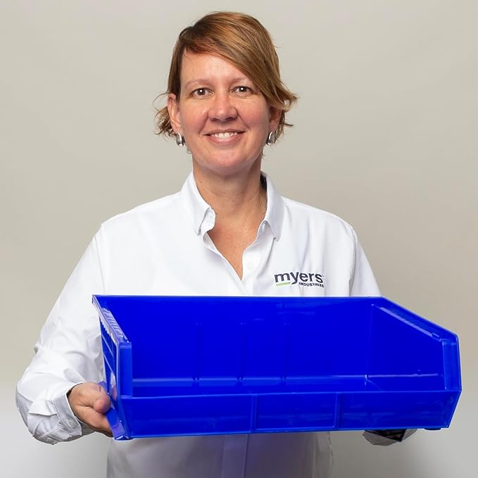 Akro-Mils 30255 AkroBins Plastic Storage Bins, Space-Saving Stackable Bins for Garage, Pantry, Craft Organization, 11" x 16" x 5", Yellow, 6-Pack