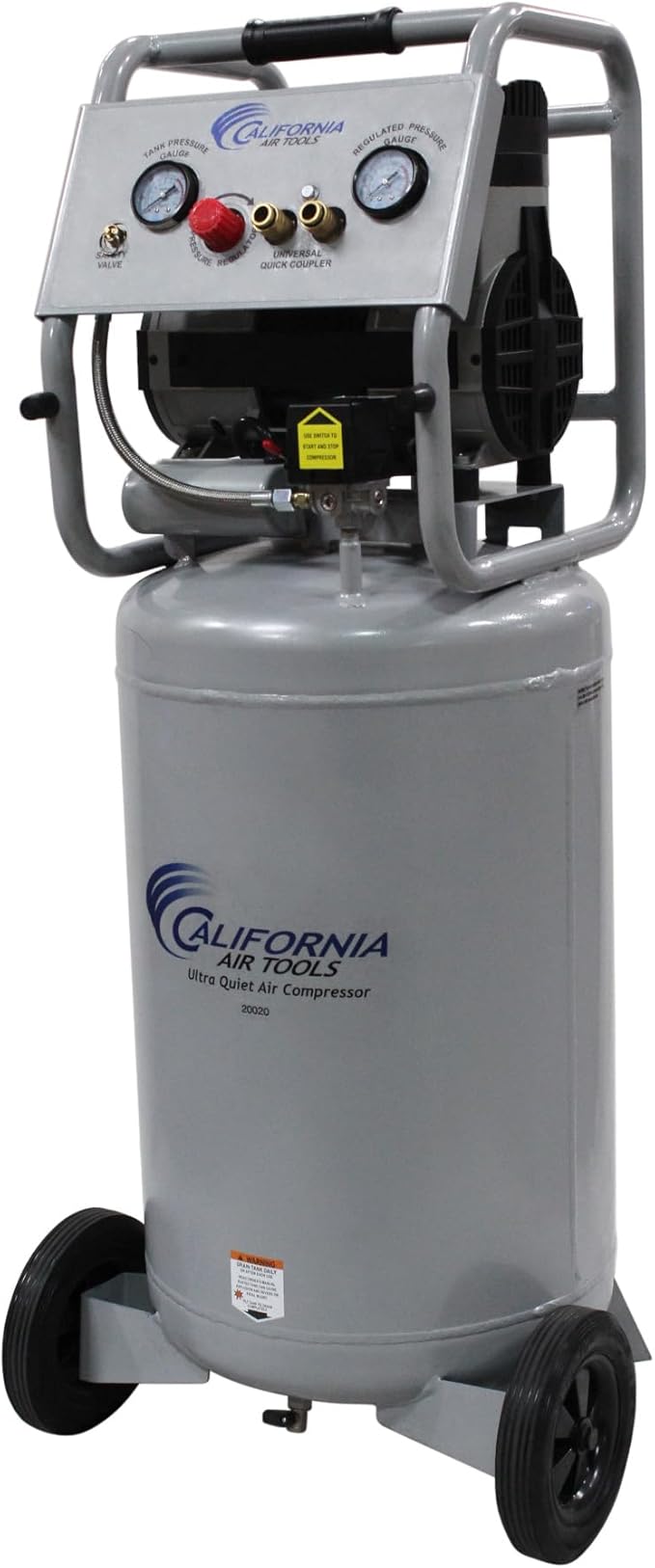 California Air Tools 20020 2.0 HP Ultra Quiet and Oil-Free Air Compressor with Wheels, 20 Gallon Tank Capacity, 70 dB Noise Level, Electric, Portable