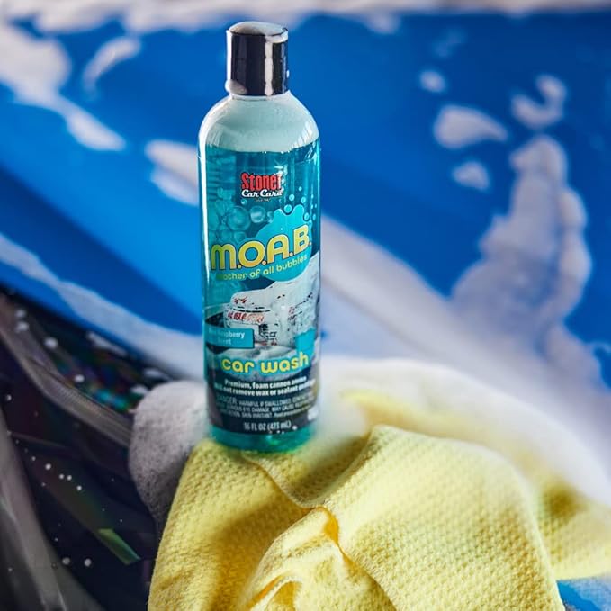 Stoner Car Care 91603-6PK M.O.A.B. High Foaming Car Wash Soap – pH-Neutral, Ultra Concentrated, Safe for Wax & Sealants, Works with Foam Cannon or Bucket, Blue Raspberry Scent – 16 fl oz (Pack of 6)