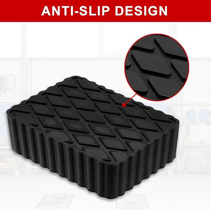 4 Pack Solid Floor Jack Rubber Blocks Pad, Universal Non-Slip Jack Lift Pads for Cars, SUVs and Light Trucks, 12000lbs Loading Capacity, 6-3/8" x 4-3/4" x 2"