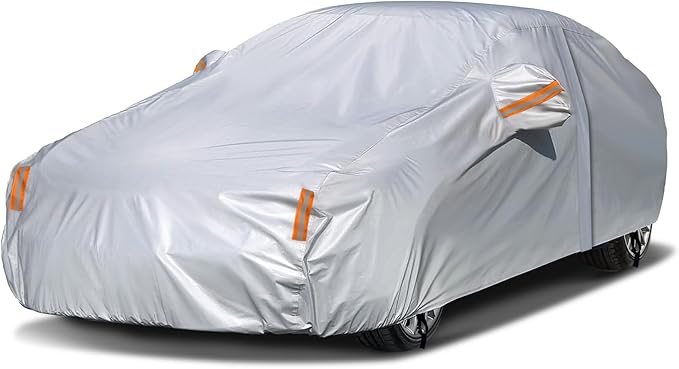 NEVERLAND Sedan Car Cover Waterproof Heavy Duty All Weather Protection Snow Anti-UV Windproof Outdoor Full Car Cover Fit for Automobiles BMW/Mercedes-Benz/Honda (172-183 inch)