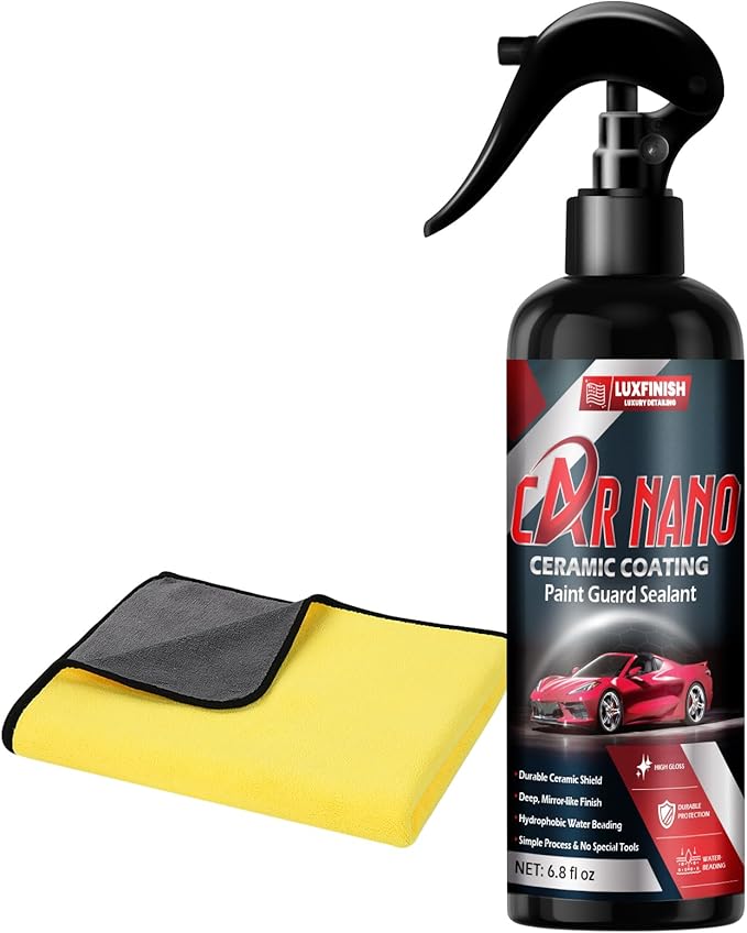 Pro-Grade Sio2 Ceramic Coating Spray 6.8 oz - Super Hydrophobic Water Beading & Deep Gloss Paint Sealant - 3 Months of Long-Lasting Shine & Sleek Slickness - Ultimate All-Season Defense