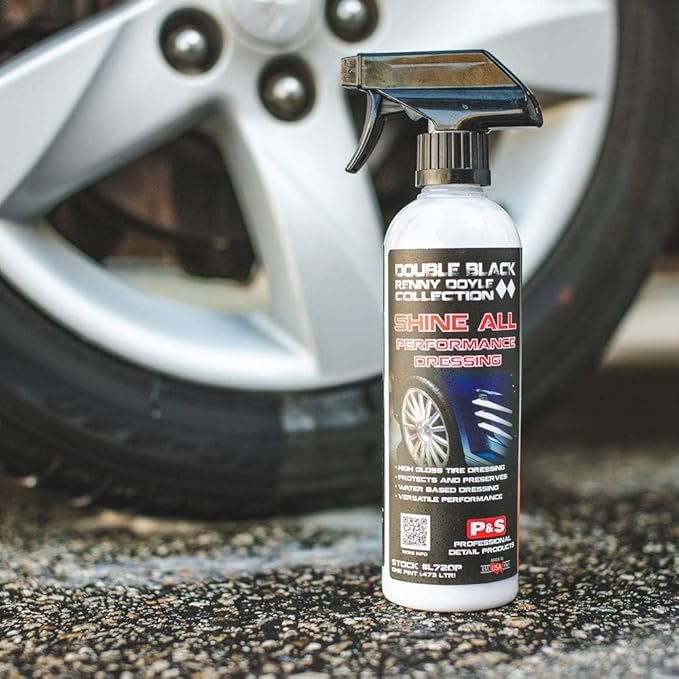 P&S Professional Detail Products Shine All Performance Dressing – High Gloss Tire & Trim Dressing – Water-Based, Interior/Exterior Use on Rubber, Vinyl & Leather – Pro Detail Finish - 1 Gallon
