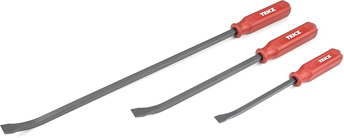 TEKZ 17113 3-Piece Angled Tip Pry Bar Set with Strike Cap Handle