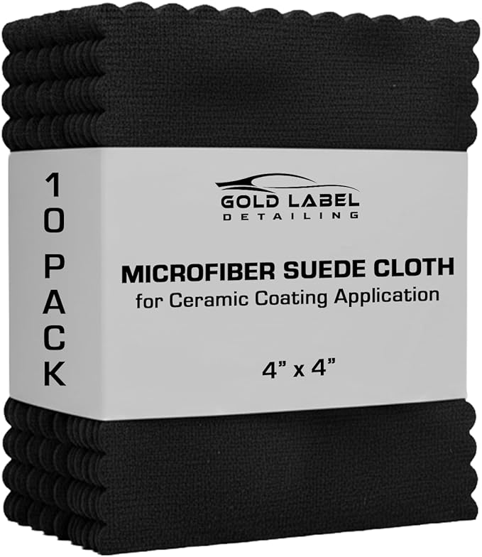 Microfiber Suede Cloth for Ceramic Coating Application 4" x 4" | Ultra Soft Edgeless Cloth for Use with A Foam Applicator
