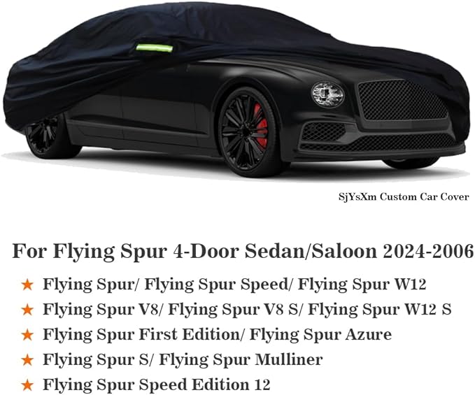 Car Cover Compatible with Bentley Flying Spur 2026-2006 4-Door Saloon/Sedan, Waterproof All Weather Covers for Flying Spur V8 W12 S V6, Outdoor Indoor Sun Rain Snow Dust UV Car Protection