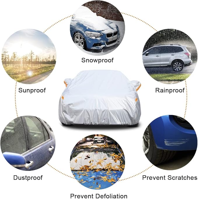 Kayme 6 Layers SUV Car Cover Custom Fit for Hyundai Kona (2017-2025) Waterproof All Weather for Automobiles, Outdoor Full Cover Rain Sun UV Protection.Silver