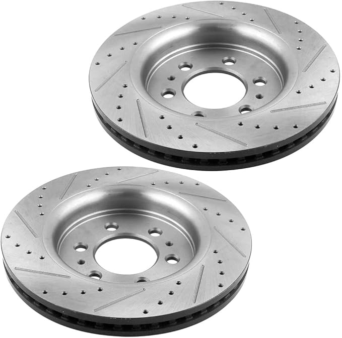 Front Brake Rotors and Pads Kit for 2010-2020 Ford F150, 2010-2021 Ford Expedition, 2010-2021 Lincoln Navigator Drilled and Slotted E-Coating Disc Brake Rotors Ceramic Brake Pads