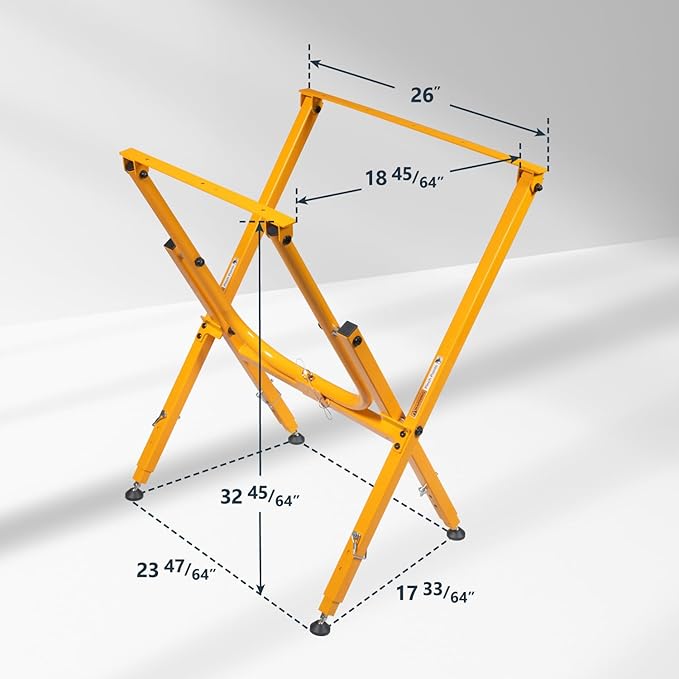 POWERTEC Folding Work Stand for Router Tabletop - Adjustable Height 32.7" to 35", Heavy Duty Steel, Portable Workbench Stand (UT1010)
