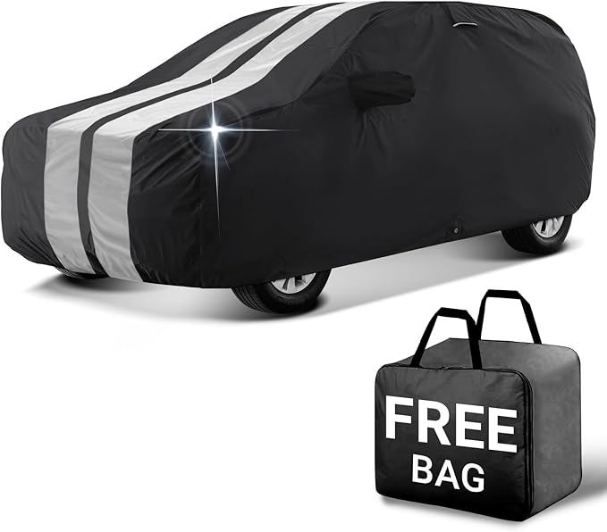 iCarCover Premium SUV Cover for 2016-2022 Honda HR-V Heavy Duty Waterproof All Weather Automobiles Custom Fit Full Exterior Indoor Outdoor UV Snow Rain Protection Covers (Stripe - Black/Gray)