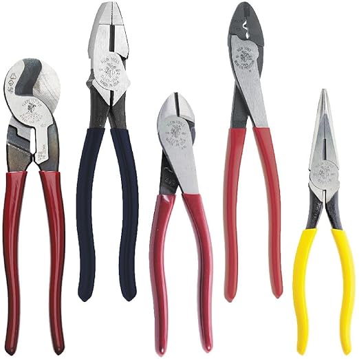 5-Piece Dipped Plier Kit with Diagonal, Needle Nose, Linesman, Cutter, Crimper Pliers and 9-Piece Screwdriver Set with Magnetizer
