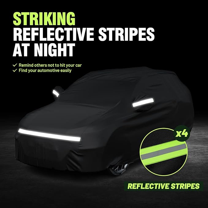 Favoto 6-Layers SUV Car Cover - Waterproof All Weather for Automobiles, Heavy Duty Outdoor Dust Rain Sun Protection Snowproof Car Tarp 4 Windproof Straps, Universal Fit for SUV (170-181 inch)