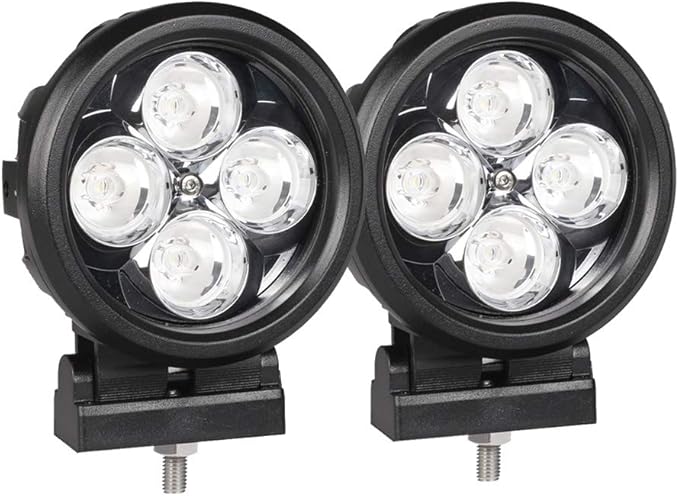 Lightronic 4 Inches Round Off-road LED Fog Lights, 6000K Cool-White Spot Beam, Rugged Aluminum Thin-Size Housing, Plug & Use DT Connector, 12V/24V DC, 2-Pack