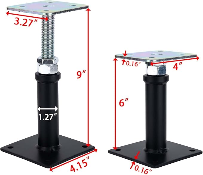 2-Pack Adjustment Floor Jack Post Floor Jack Lift Supports 6-9 Inch Adjustable House Jack,Adjust Supports,Lift Supports,Mini Screw Jack, Floor Straightener,Level Supports