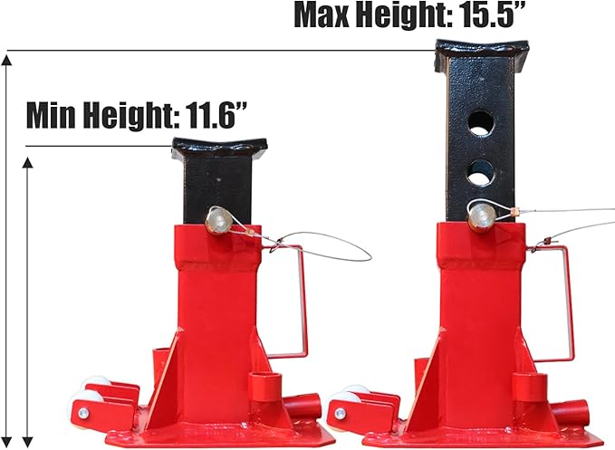 Torin ATZ120006PB Heavy Duty Jack Stands: Pin Style Jack Stand with 2 Casters and Handle, Easily Portable Car Stand for Car SUV, Truck and Pick Up, 12 Ton (24,000 lb) Capacity, Red