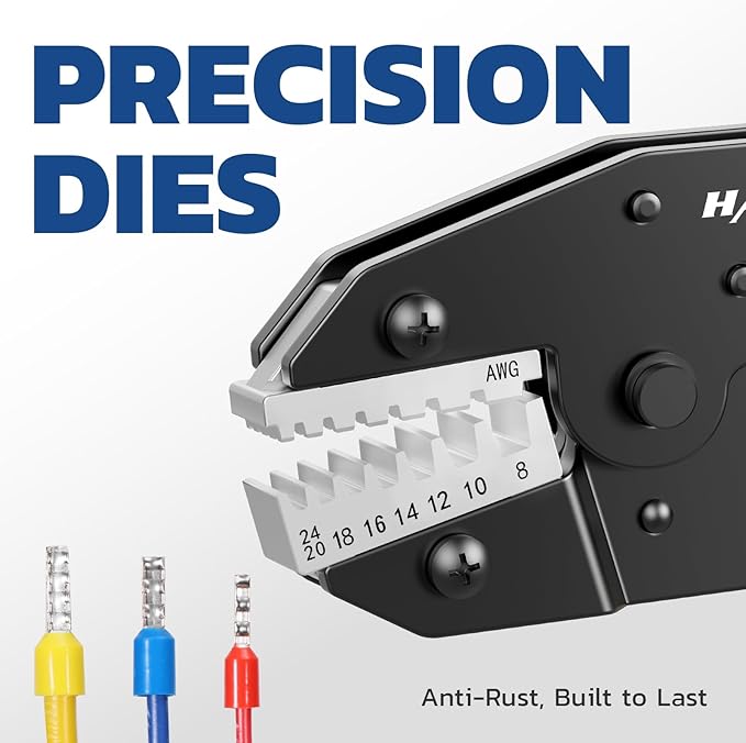haisstronica Crimping Die for Ferrule Terminals, 24-8 AWG