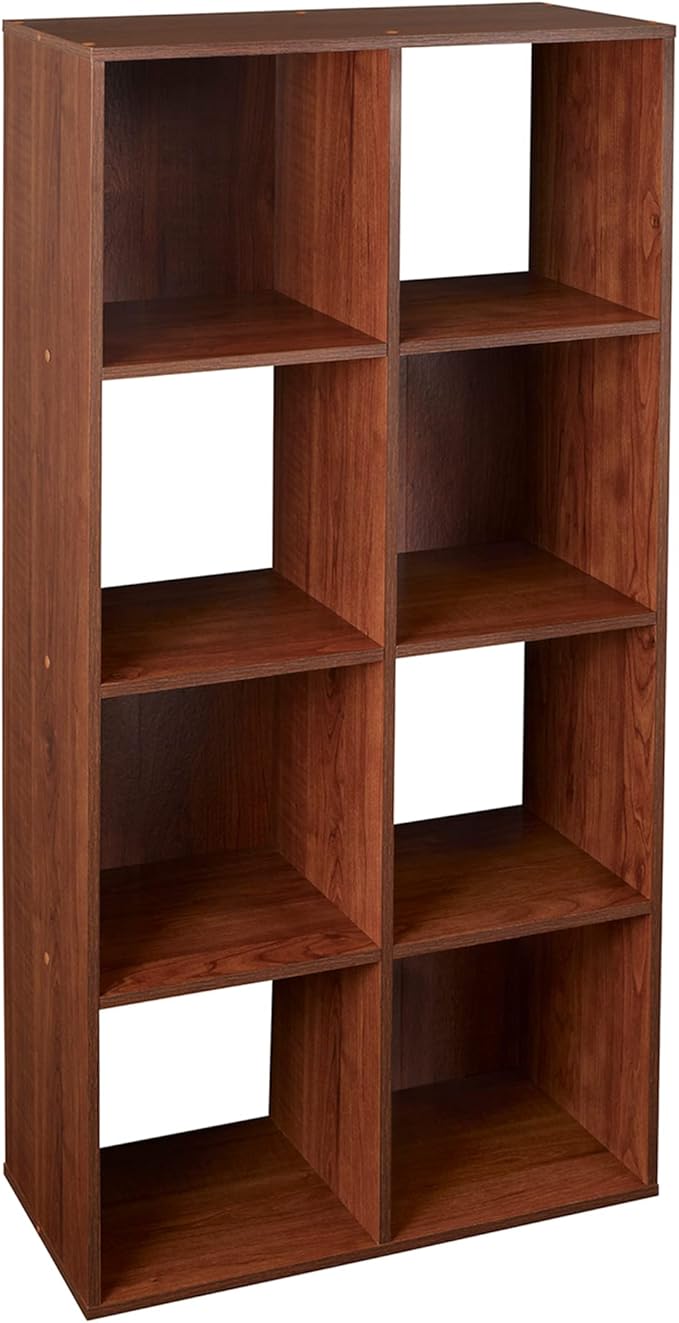 ClosetMaid Cubeicals 8 Cube Storage Shelf Organizer Bookshelf, Stackable, Vertical or Horizontal, Easy Assembly, Wood, Dark Cherry Finish