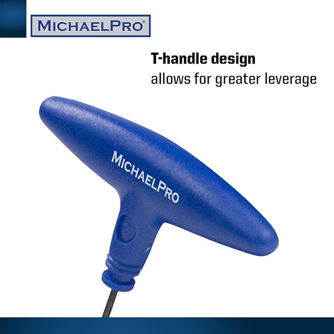 MichaelPro 8-Piece T-Handle Ball End Allen Wrench Set, Metric Hex Key Set (2mm-10 mm), CR-V Steel, Ball End Design for Tight Space Flexibility, Storage Stand Included (Metric, Blue) - MP001042