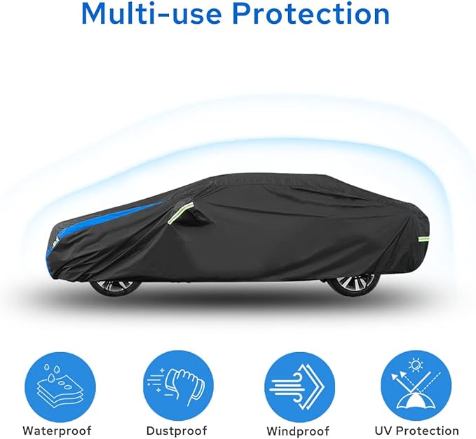 Avecrew Car Cover Custom Fit for Toyota Camry, Waterproof All Weather Full Exterior Cover Rain Snow UV Protection Cover with Side Door Zipper Design
