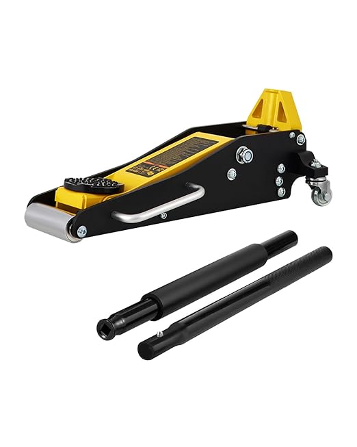 VEVOR Low Profile Floor Jack 1.5 Ton (3300 LBS), Aluminum and Steel Race Ground Elevator with Dual Pistons Quick Lift Pump Auto Repair Car Maintenance, Lifting Range 3-3/20"-14-10/27"