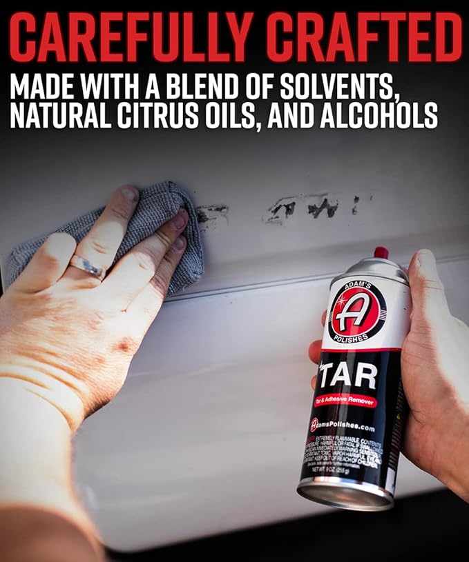 Adam's Polishes Tar 9oz - Heavy Duty, Concentrated Road Tar & Adhesive Remover | Remove Rubber Streaks, Badges, & Grime from Your Paint, Wheels, Rims, and Other Exterior Surfaces