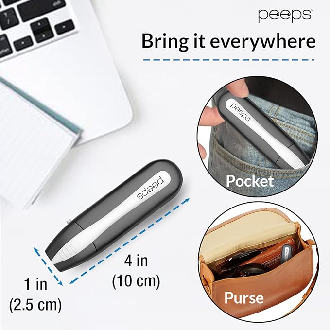 Peeps Glasses Cleaner - for Eyeglasses, Reading Glasses, and More - Lens Cleaner with Carbon Microfiber Tech-Injected Black-3 Count (Pack of 1)