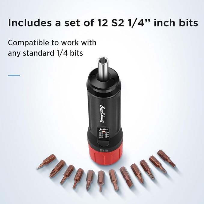 Torque Screwdriver Wrench Driver Bits Set 10-70 Inch Pounds lbs for Maintenance,Tools, Bike Repairing and Mounting. (10-70 in-lbs)