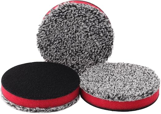 SPTA 3"(75MM) Microfiber Cutting Pads, 3PCS Soft Microfiber Wax Removal, Detailing Wax Applicator, for Waxing and Polishing&Scratch and Vortex Removal Pad, Ultrafine Fiber Pad