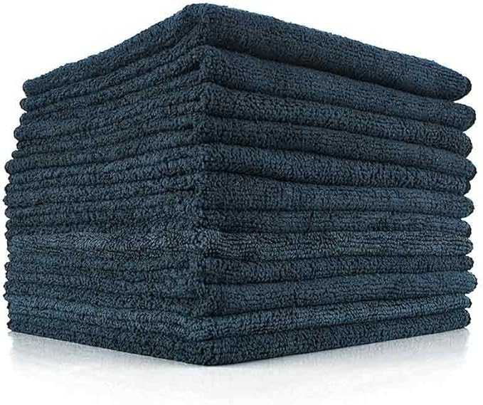 The Rag Company - All-Purpose Microfiber Terry Cleaning Towels - Commercial Grade, Highly Absorbent, Lint-Free, Streak-Free, Kitchens, Bathrooms, Offices, 300gsm, 16in x 16in, Midnight (12-Pack)
