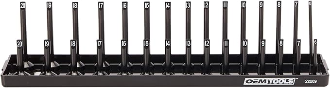 OEMTOOLS 22233 Tool Storage Organizer for SAE and Metric Socket, 6PC Socket Organizers for 1/4", 3/8", and 1/2" Drive Sockets, Optimize Toolbox Organization