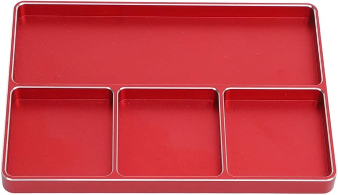 RC Screw Tray Aluminum Alloy Magnetic Design 4 Grids Repair Tool for RC Toy Repair, Electronic Repair Kit Tool Organizer