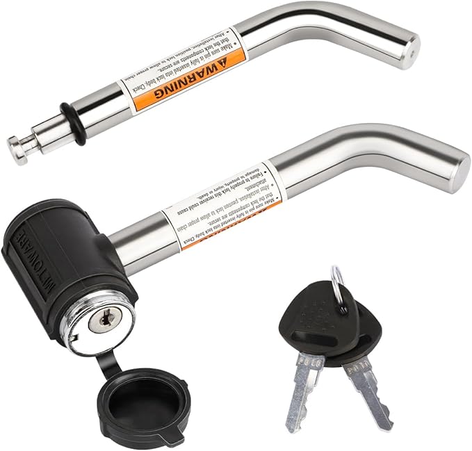 METOWARE Swivel Head Receiver Lock for Class I-IV, 1/2” and 5/8” Dual Bent Pin, Compatible with Most Hitches for Trailer, Truck, Car