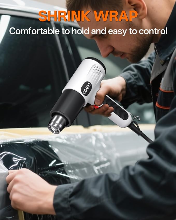 1600W Heat Gun, Hot Air Gun with 2 Temp Settings, 4 Nozzles, Overheat Protection, for Shrink Tubing, Shrink Wrap, Crafting, Resin, and DIY Projects - White