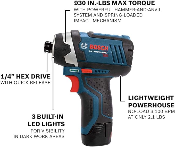 Bosch 12V Max Cordless 2-Tool Combo Kit with Drill/Driver and Impact Driver (CLPK22-120)