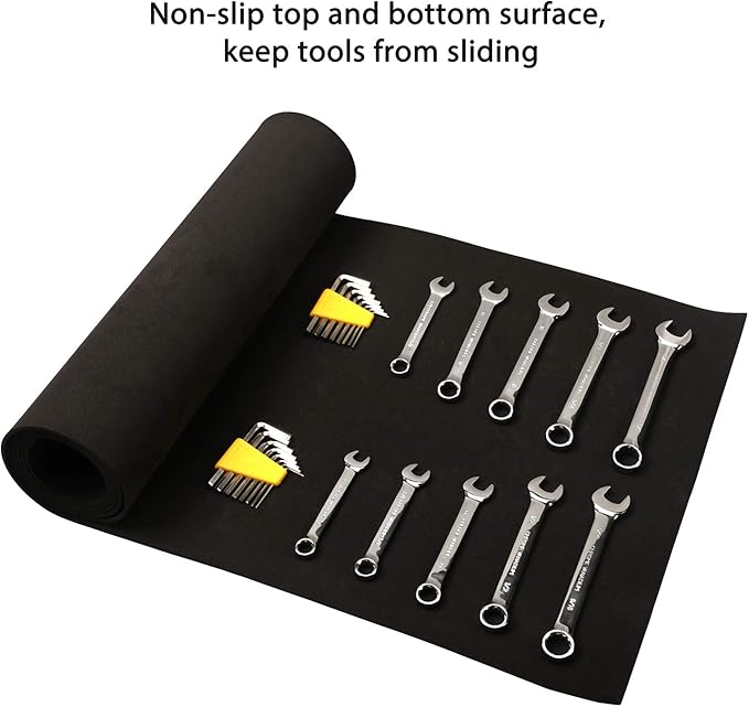 CASOMAN Professional Tool Box Liner and Drawer Liner - 16 inch (Wide) x 6 feet (Long), Non-Slip,Black