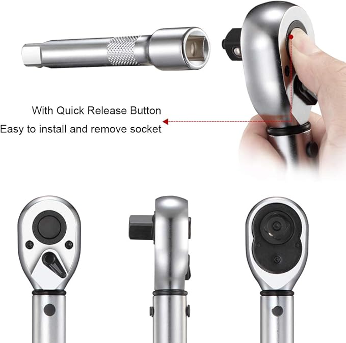 BULLTOOLS 1/4-inch Drive Dual-Direction Click Torque Wrench (20-200in.lb / 2.26-22.6Nm) 90-tooth High Accuracy Torque Wrench