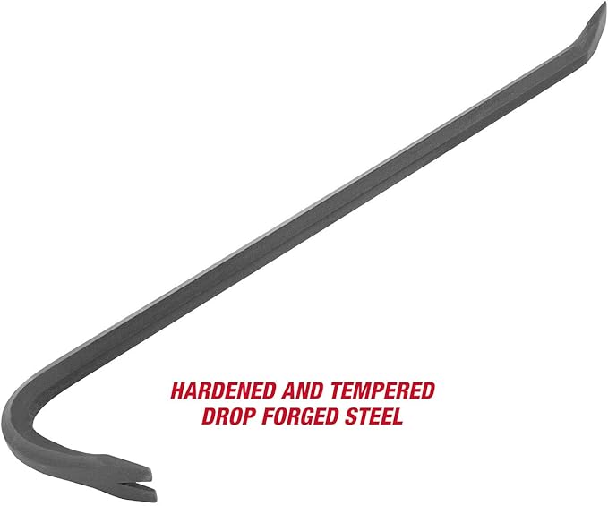 GreatNeck WR18 18-Inch Wrecking Bar, Pull Nails and Pry Apart Wood, Useful Tool for Every Home Owner, Goose-Necked Body for Max Leverage, Nail Puller & Chisel Ends, Drop Forged Steel Body