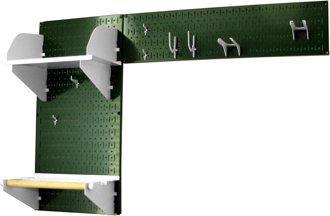 Wall Control Gardening Tool Pegboard Wall Storage Organizer Kit - Green