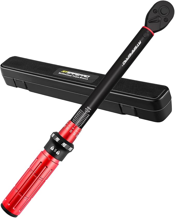 ATsafepro 3/8 Inch Torque Wrench,Torque Wrench 3/8 Drive-Dual Scales 5-50 Ft-Lb/6.8-68 Nm,3/8 Torque Wrench-72 Tooth Dual-Direction Click, Easy Use for Bike, Motorcycle and Car Repair